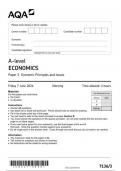 AQA Economics 7136 paper 3 question paper Economics A 7June 2024