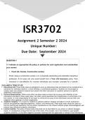 ISR3702 Assignment 2 (ANSWERS) Semester 2 2024 - DISTINCTION GUARANTEED