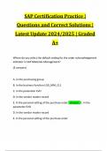 SAP Certification Practice | Questions and Correct Solutions | Latest Update 2024/2025 | Graded A+