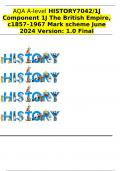 AQA A-level HISTORY7042/1J Component 1J The British Empire, c1857–1967 Mark scheme June 2024 Version: 1.0 Final