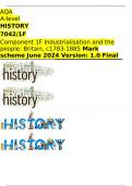 AQA A-level HISTORY 7042/1F Component 1F Industrialisation and the people: Britain, c1783-1885 Mark scheme June 2024 Version: 1.0 Final