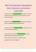 WGU C215 Operations Management Exam | Questions and Answers Latest 2024