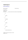 BIO 251 - Unit Exam 3. Questions and Answers. A+ Complete Guide.