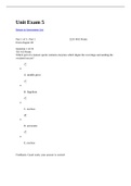 BIO 251 - Unit Exam 5. Questions and Answers. A+ Complete Guide.