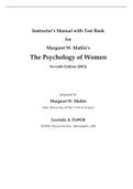 Instructor’s Manual with Test Bank for Margaret W. Matlin’s The Psychology of Women Seventh Edition