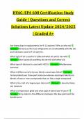 HVAC: EPA 608 Certification Study Guide | Questions and Correct Solutions Latest Update 2024/2025 | Graded A+