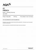 AQA AS FRENCH PAPER 1 LISTENING TRANSCRIPT 2024 (7651/1/T)