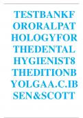 Test Bank for Oral Pathology for the Dental Hygienist 8th Edition by Olga A. C. Ibsen & Scott Peters ISBN 9780323764032 | Complete Guide A+