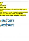 AQA  AS HISTORY 7041/2N Revolution and dictatorship: Russia, 1917–1953 Component 2N The Russian Revolution and the Rise of Stalin, 1917–1929 Mark scheme June 2024 Version: 1.0 Final