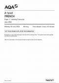 AQA A LEVEL FRENCH PAPER 1 TRANSCRIPT 2024 (7652/1/T : Listening Transcript)