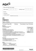 AQA French 7651 paper 2 question paper French AS 23May 2024