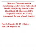 Test Bank For Business Communication Developing Leaders for a Networked World (2024) 5th Edition By Peter Cardon (All Chapters, 100% Original Verified, A+ Grade) 