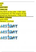 AQA  AS HISTORY 7041/2G The Birth of the USA, 1760–1801 Component 2G The origins of the American Revolution, 1760–1776 Mark scheme June 2024 Version: 1.0 Final