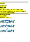 AQA AS HISTORY 7041/2B The Wars of the Roses, 1450–1499 Component 2B The Fall of the House of Lancaster, 1450–1471 Mark scheme June 2024 Version: Final 1.0