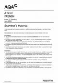 AQA A LEVEL FRENCH PAPER 3 Examiner's Material 2024 (7652/3T/3V : Speaking)