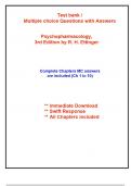 Multiple Choices Answers Test Bank for Psychopharmacology, 3rd Edition Ettinger(All Chapters included)