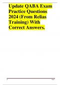 QABA Exam Practice Questions 2024 (From Relias Training) With Correct Answers A+