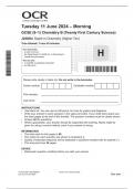 OCR GCSE (9–1) Chemistry B (Twenty First Century Science) QUESTION  JUNE 2024 (J258-04) Depth in Chemistry (Higher Tier)