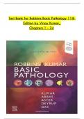 TEST BANK For Robbins Basic Pathology, 11th Edition by Vinay Kumar, Abul K. Abba, Verified Chapters 1 - 24, Complete Newest Version