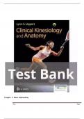  COMPLETE TEST BANK for Clinical Kinesiology and Anatomy 7th Edition by Lippert Lynn. ISBN-. (All Chapters 1-20. Q&A + Answer Key) study guide A+