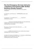 Fire And Emergency Services Instructor 1 Questions And Answers With Verified Solutions Already Passed!!!