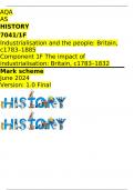  AQA  AS HISTORY 7041/1F Industrialisation and the people: Britain, c1783–1885 Component 1F The impact of industrialisation: Britain, c1783–1832 Mark scheme June 2024 Version: 1.0 Final