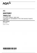 AQA AS HISTORY 7041/1C The Tudors: England, 1485–1603 Component 1C Consolidation of the Tudor Dynasty: England, 1485–1547 Mark scheme June 2024 Version: 1.0 Final