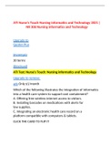 ATI Nurse's Touch Nursing informatics and Technology 2021 | NR 306 Nursing informatics and Technology