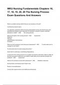 WKU Nursing Fundamentals Chapters 16, 17, 18, 19, 20, 26 The Nursing Process Exam Questions And Answers