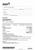 AQA A LEVEL GEOGRAPHY PAPER 2 QUESTION PAPER 2024 (7037/2R : Human Geography )