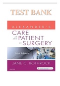 TEST BANK FOR ALEXANDERS CARE OF THE PATIENT IN SURGERY 16TH EDITION BY ROTHROCK