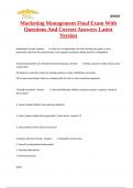 Marketing Management Final Exam With Questions And Correct Answers Latest Version