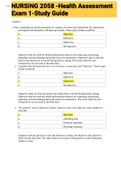 Exam (elaborations) NURSING 2058 -Health Assessment Exam 1-Study Guide 