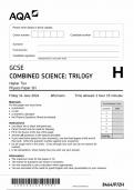 AQA GCSE COMBINED SCIENCE TRILOGY HIGHER TIER PHYSICS PAPER 2H 2024 (8464/P/2H)