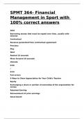 SPMT 364- Financial Management in Sport with 100- correct answers.