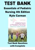 Test Bank for Essentials of Pediatric Nursing 4th Edition by Theresa Kyle, Susan Carman  