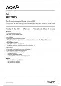 AQA AS HISTORY 7041/2P The Transformation of China, 1936–1997 Component 2P The emergence of the People’s Republic of China, 1936–1962 May 2024 Questions Paper