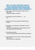 BIO 353 (CELL BIOLOGY) EXAM 1  STUDY REVISION QUESTIONS AND  ANSWERS ARIZONA STATE UNIVERSITY