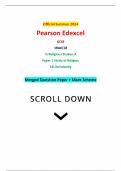 Official Summer 2024 Pearson Edexcel GCSE 1RA0/1B In Religious Studies A Paper 1 Study of Religion 1B Christianity Merged Question Paper + Mark Scheme