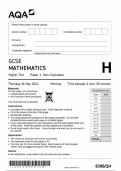 2024 AQA GCSE MATHEMATICS HIGHER PAPER 1 NON-CALCULATOR