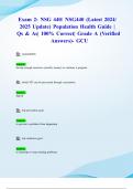 Exam 2: NSG 440/ NSG440 (Latest 2024/ 2025 Updates STUDY BUNDLE PACKAGE WITH SOLUTIONS) Population Health | Qs & As| 100% Correct| Grade A (Verified Answers)- GCU