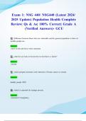 Exam 1: NSG 440/ NSG440 (Latest 2024/ 2025 Update) Population Health Complete Review| Qs & As| 100% Correct| Grade A (Verified Answers)- GCU