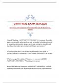 CWTI FINAL EXAM 2024.2025 WITH GUARANTEED ACCURATE ANSWERS |VERIFIED