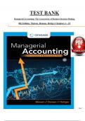 Test Bank for Managerial Accounting: The Cornerstone of Business Decision Making, 8th Edition by (Mowen/Hansen/Heitger), ISBN: 9780357715345, All 15 Chapters Covered, Verified Latest Edition