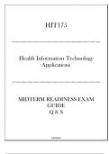 (DeVry) HIT175 Health Information Technology Applications Midterm Readiness Exam 2024