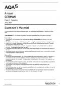 AQA A-level GERMAN 7662/3T/3V Paper 3 Speaking June 2024 (Examiner’s Material)