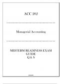 (SNHU) ACC 202 Managerial Accounting - Midterm Readiness Exam Guide 20242025.