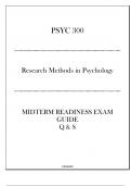 (UMGC) PSYC 300 Research Methods in Psychology - Midterm Readiness Exam Guide 20242025.