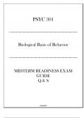 (UMGC) PSYC 301 Biological Basis of Behavior - Midterm Readiness Exam Guide 20242025