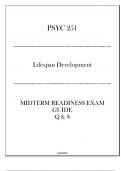 (UMGC) PSYC 251 Lifespan Development - Midterm Readiness Exam Guide 20242025